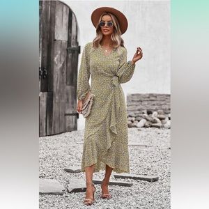 PRETTYGARDEN Women's Long Sleeve Vintage Flowy Dress
